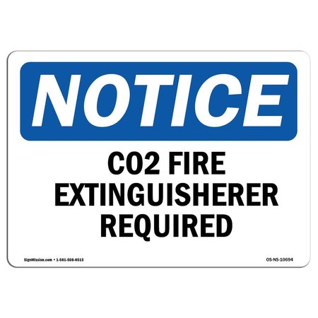 SIGNMISSION Safety Sign, OSHA Notice, 18" Height, Co2 Fire Extinguisher Inside Sign, Landscape OS-NS-D-1824-L-10694